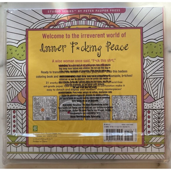 NEW Studio Series by Peter Pauper Press Adult Coloring book Inner F*cking Peace - Picture 2 of 5